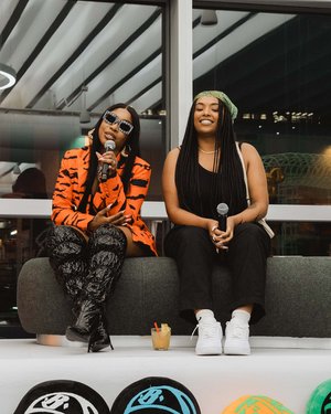 Aida Osman & KaMillion, from the HBO show Rap Shit being interviewed during Miami Art Basel for a live podcast.