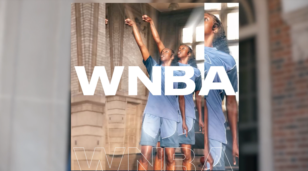 WNBA player shooting a basketball pose