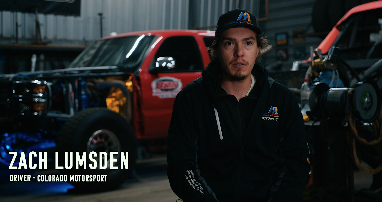 Driver, Zach Lumsden, of Colorado Motorsport being interviewed for documentary