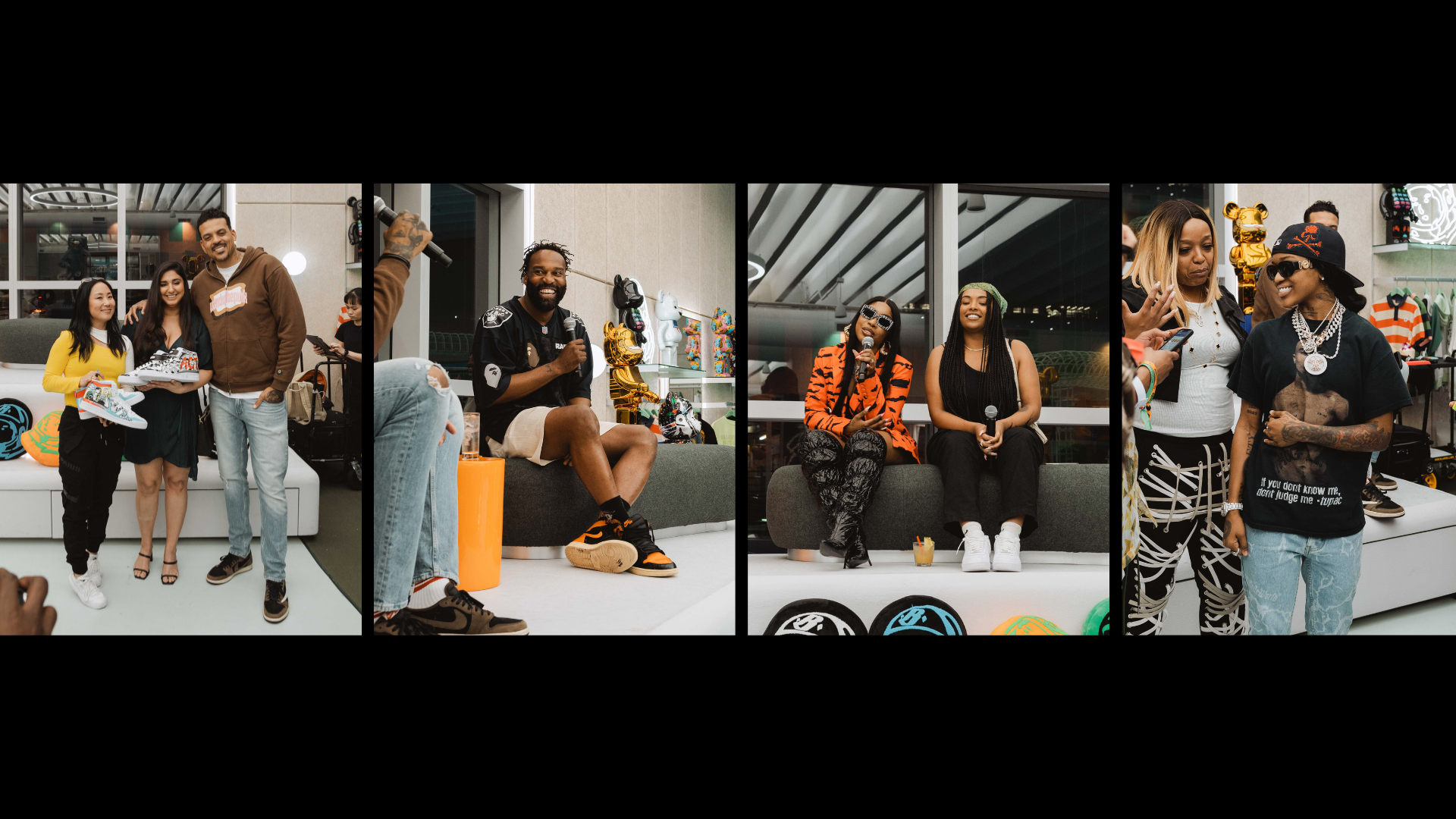 Collage photos of Matt Barnes, Baron Davis, Kamillion and Aido from Rap Sh!t, and Kaash Paige