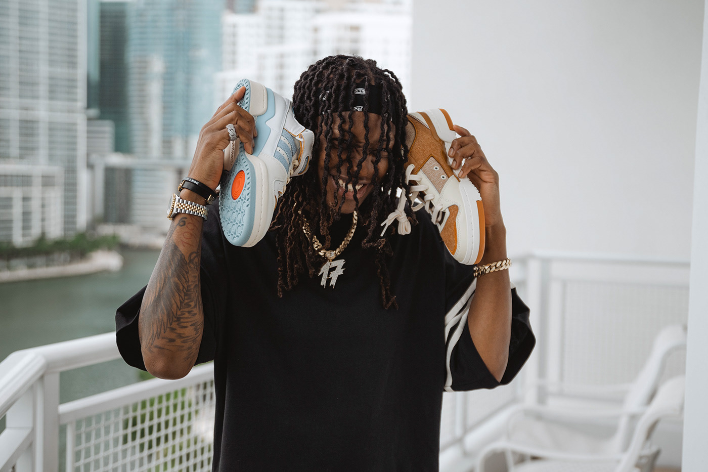 WNBA player Erica Wheeler of the Indiana Fever team modeling for Adidas with new Adidas Forum shoes in Miami.